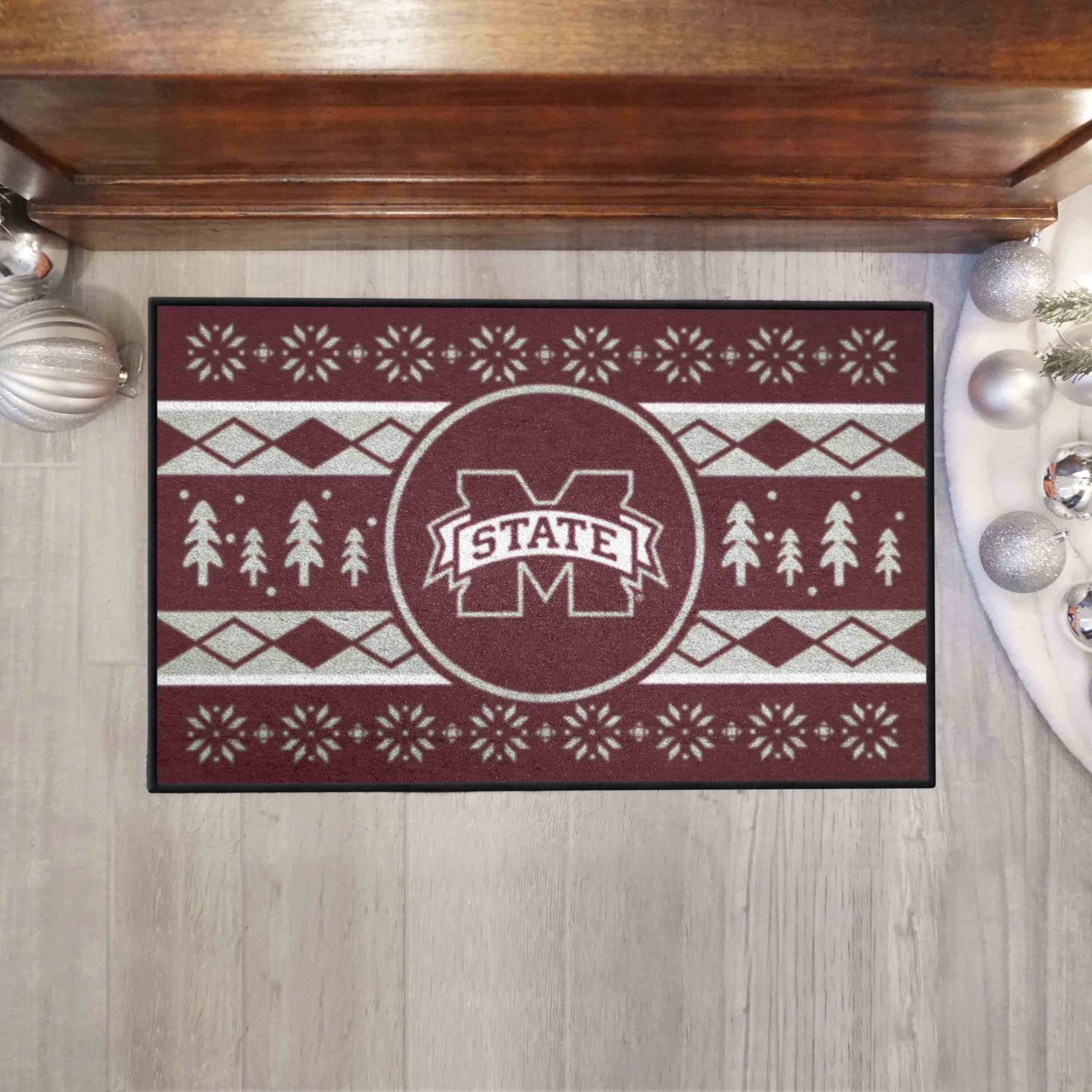 Mississippi State Bulldogs Holiday Sweater Starter Mat Accent Rug - 19in. x 30in.