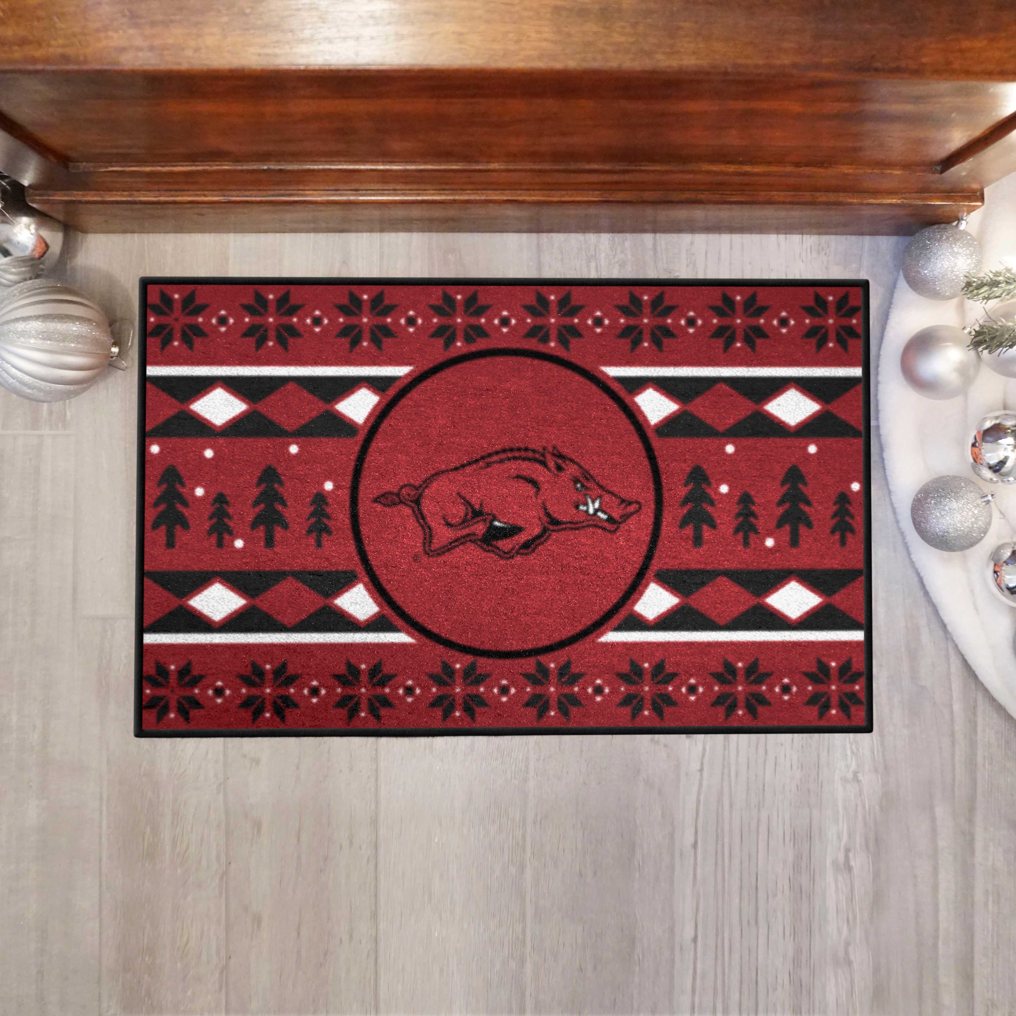 Arkansas Razorbacks Holiday Sweater Starter Mat Accent Rug - 19in. x 30in.