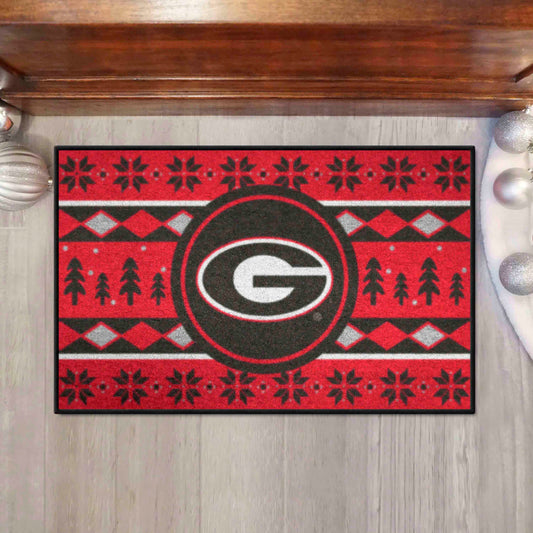 Georgia Bulldogs Holiday Sweater Starter Mat Accent Rug - 19in. x 30in.