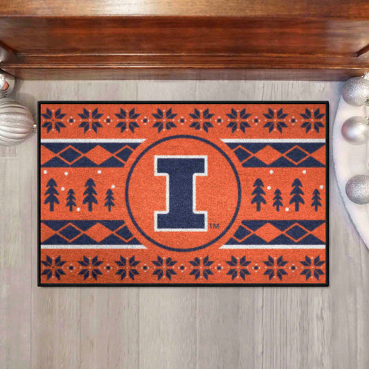 Illinois Illini Holiday Sweater Starter Mat Accent Rug - 19in. x 30in.