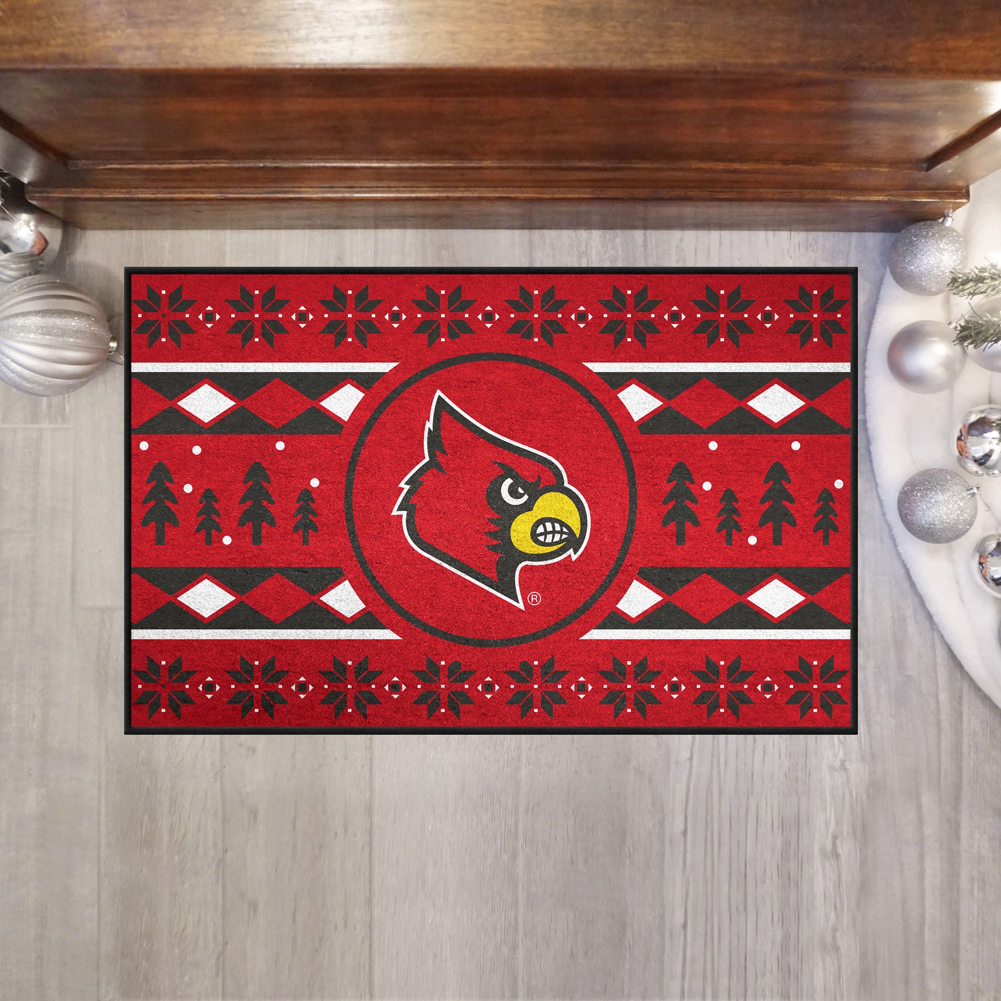 Louisville Cardinals Holiday Sweater Starter Mat Accent Rug - 19in. x 30in.