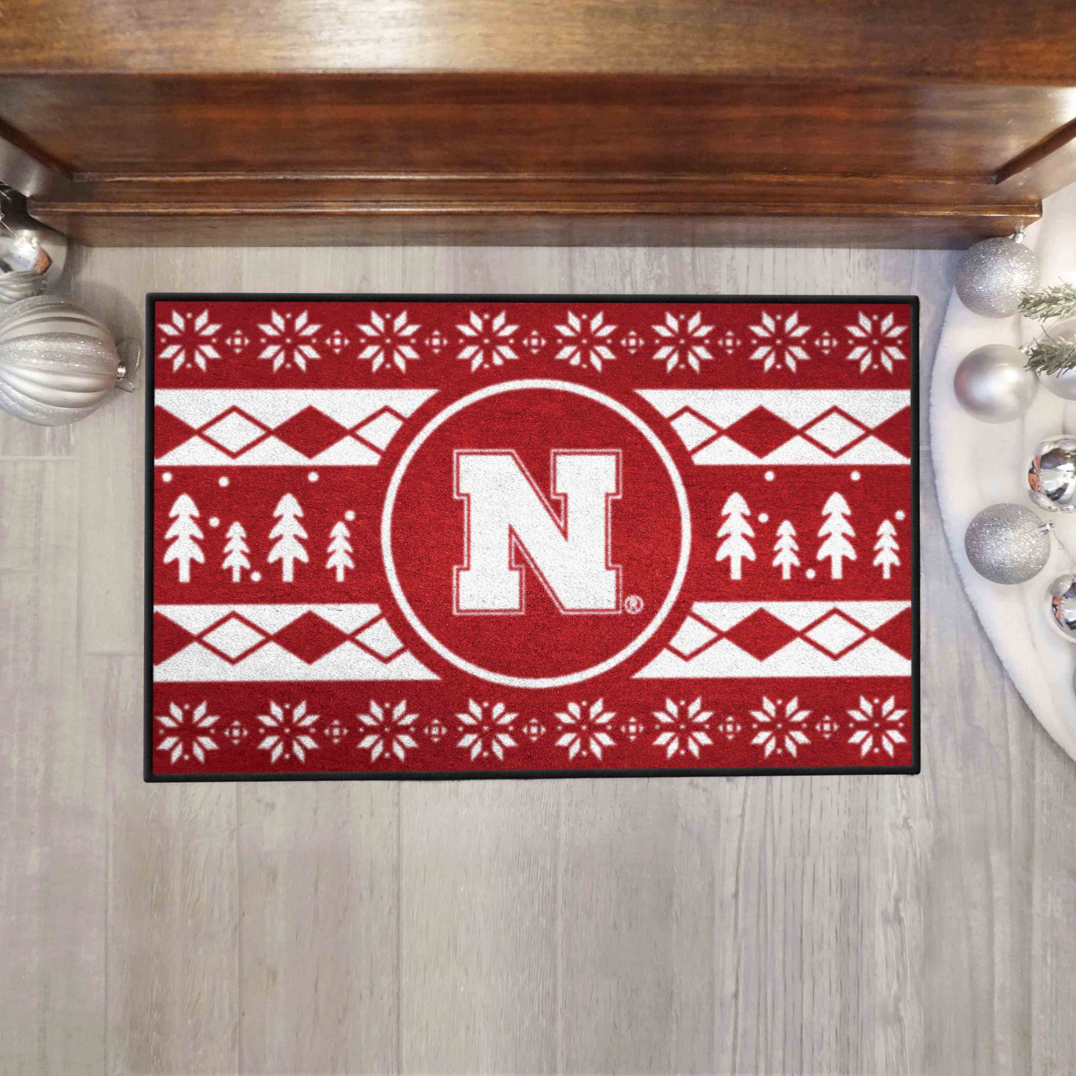 Nebraska Cornhuskers Holiday Sweater Starter Mat Accent Rug - 19in. x 30in.