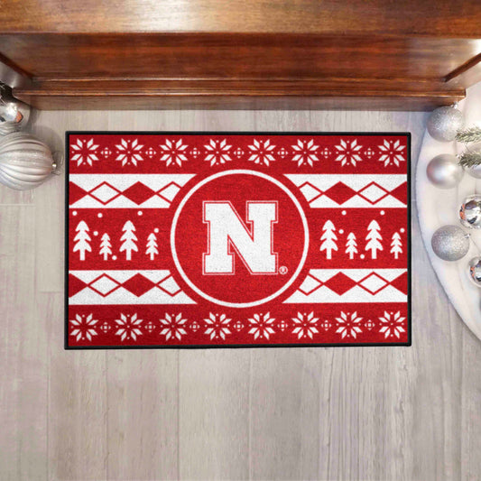 Nebraska Cornhuskers Holiday Sweater Starter Mat Accent Rug - 19in. x 30in. - Nebraska