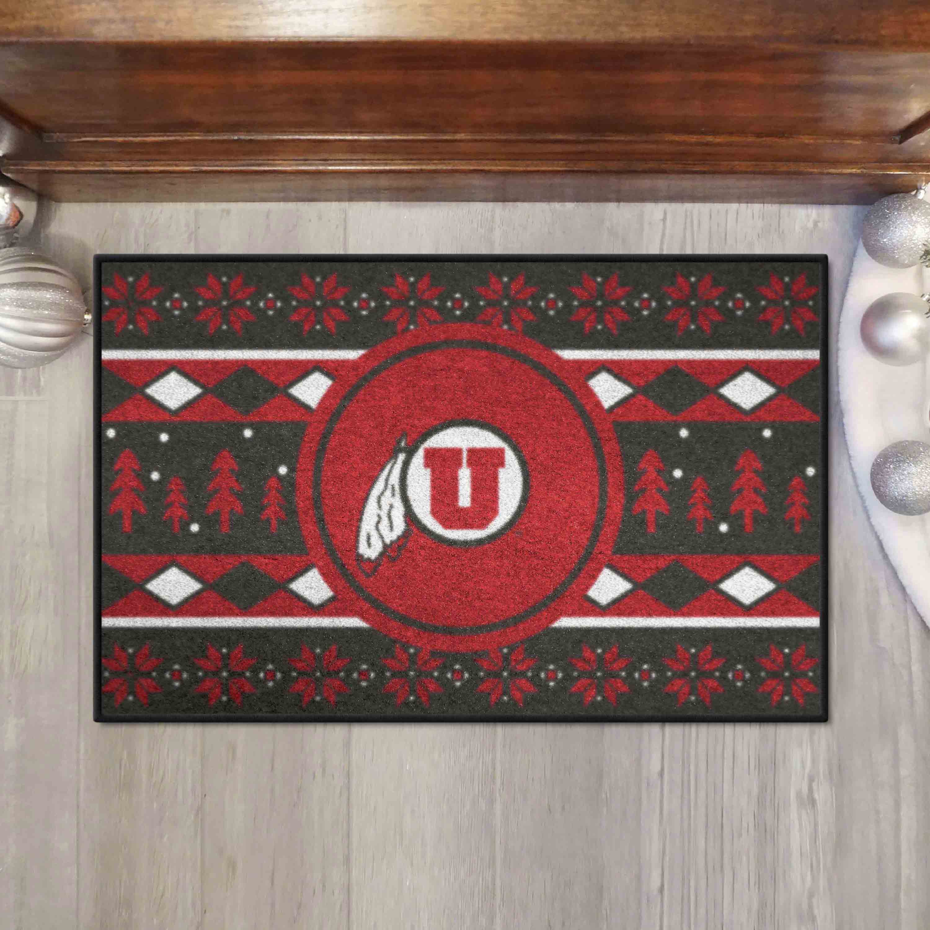 Utah Utes Holiday Sweater Starter Mat Accent Rug - 19in. x 30in. - Utah