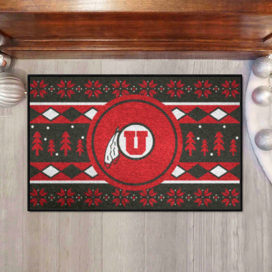 Utah Utes Holiday Sweater Starter Mat Accent Rug - 19in. x 30in. - Utah