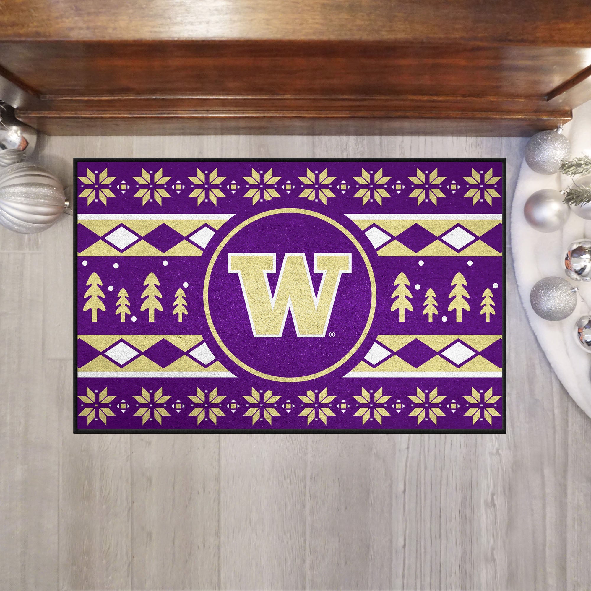 Washington Huskies Holiday Sweater Starter Mat Accent Rug - 19in. x 30in.