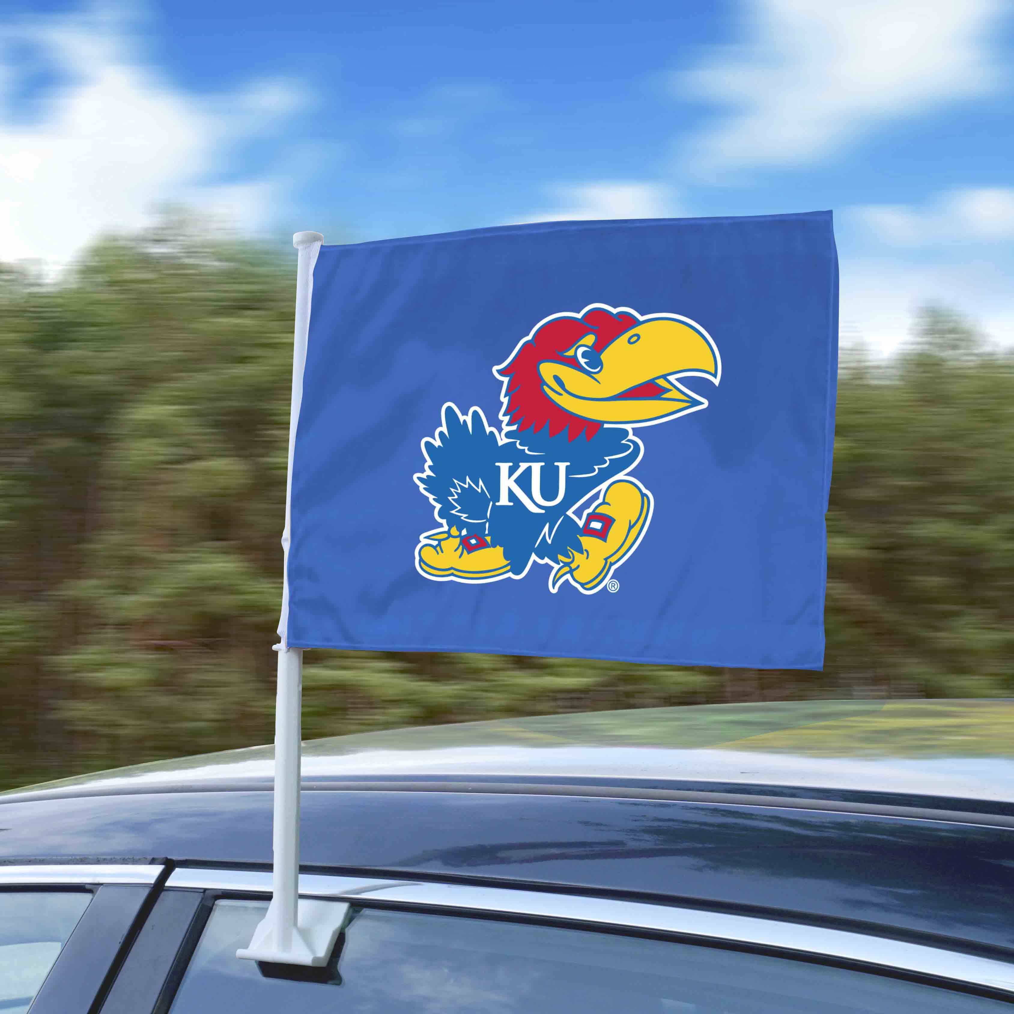 Kansas Jayhawks Car Flag Large 1pc 11" x 14"