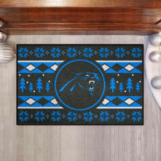 Carolina Panthers Holiday Sweater Starter Mat Accent Rug - 19in. x 30in.