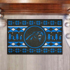 Carolina Panthers Holiday Sweater Starter Mat Accent Rug - 19in. x 30in. - Carolina Panthers