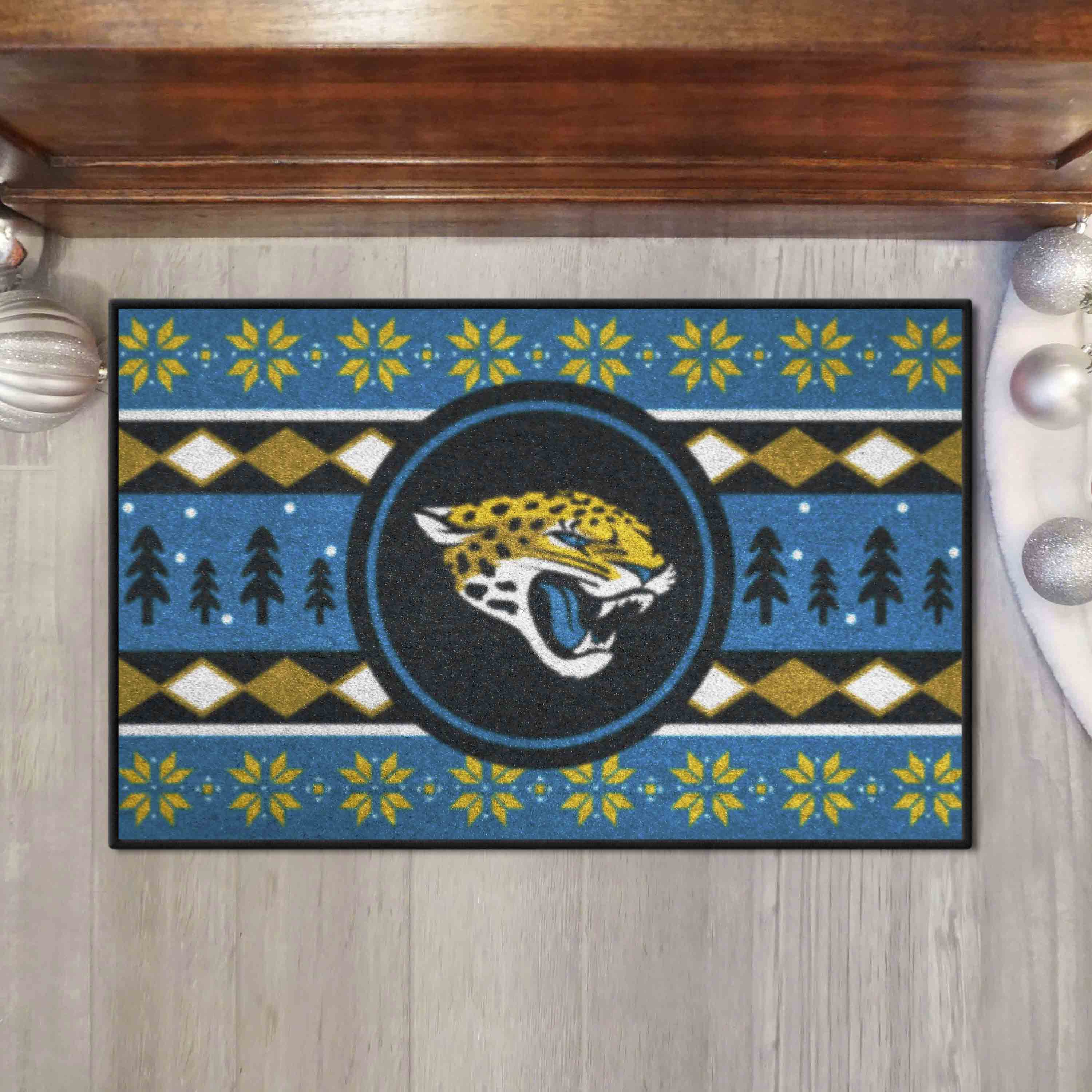 Jacksonville Jaguars Holiday Sweater Starter Mat Accent Rug - 19in. x 30in.