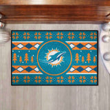 Miami Dolphins Holiday Sweater Starter Mat Accent Rug - 19in. x 30in.