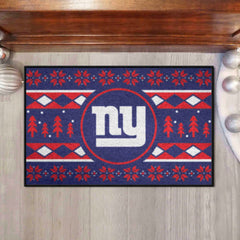 New York Giants Holiday Sweater Starter Mat Accent Rug - 19in. x 30in. - New York Giants