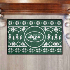 New York Jets Holiday Sweater Starter Mat Accent Rug - 19in. x 30in. - New York Jets