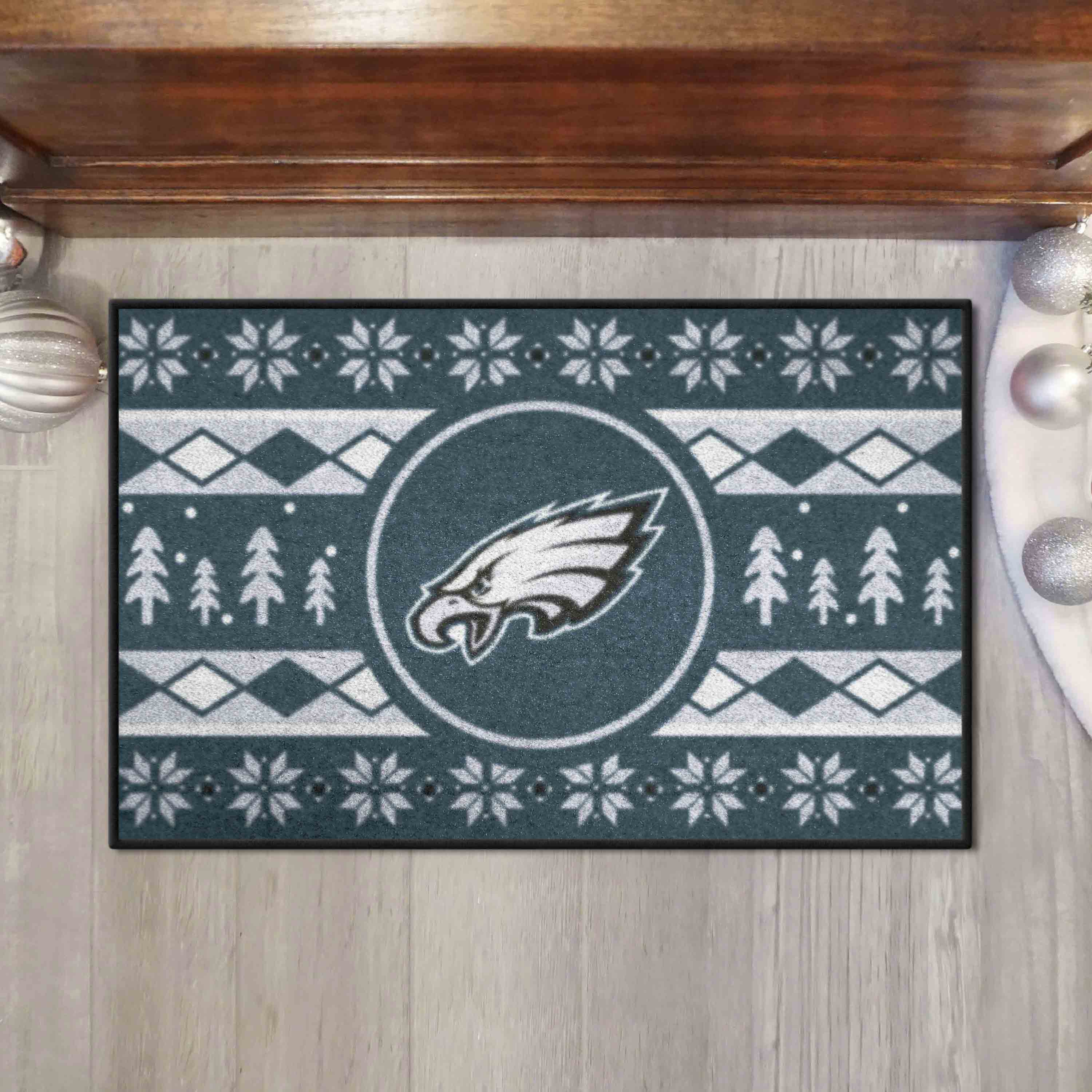 Philadelphia Eagles Holiday Sweater Starter Mat Accent Rug - 19in. x 30in.