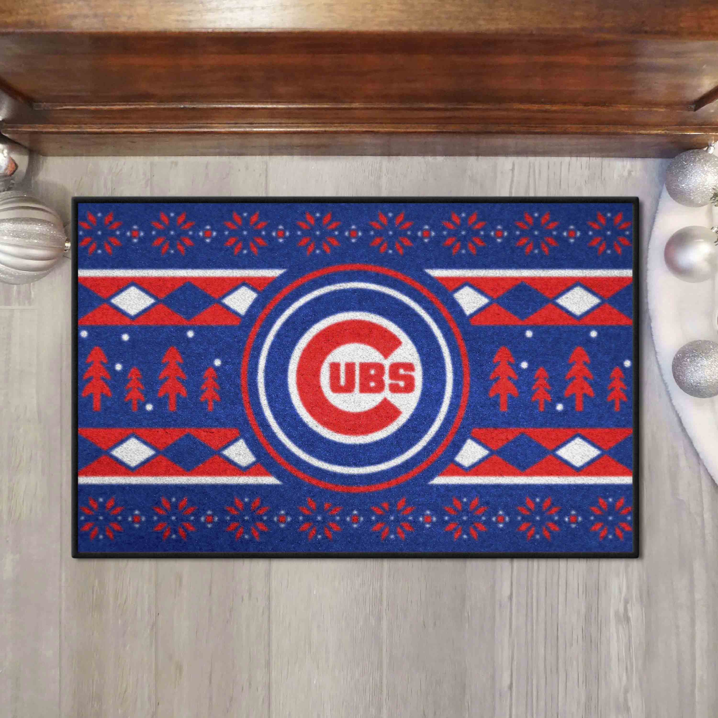 Chicago Cubs Holiday Sweater Starter Mat Accent Rug - 19in. x 30in.