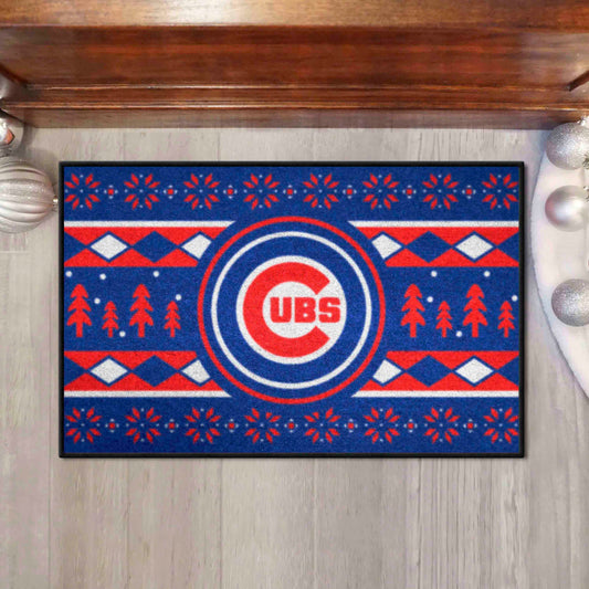 Chicago Cubs Holiday Sweater Starter Mat Accent Rug - 19in. x 30in. - Chicago Cubs