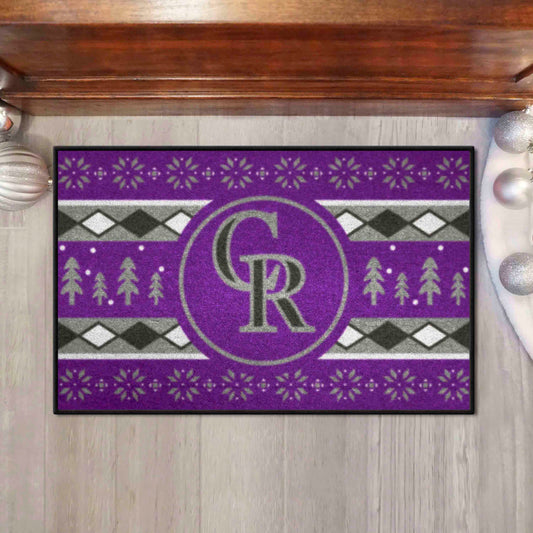 Colorado Rockies Holiday Sweater Starter Mat Accent Rug - 19in. x 30in.