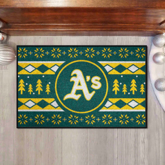 Oakland Athletics Holiday Sweater Starter Mat Accent Rug - 19in. x 30in. - Oakland Athletics