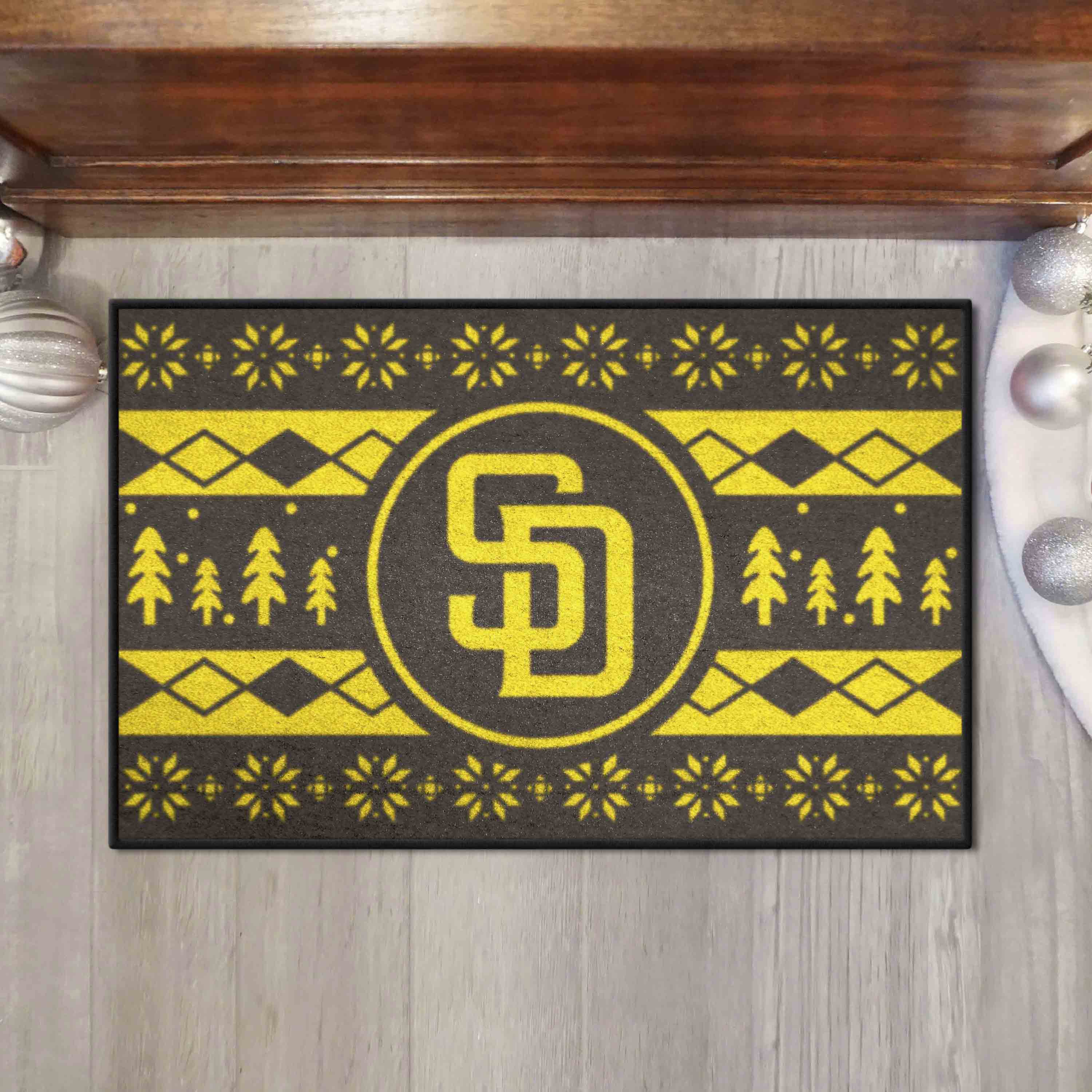 San Diego Padres Holiday Sweater Starter Mat Accent Rug - 19in. x 30in.