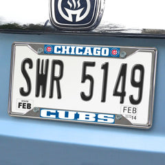 Chicago Cubs Chrome Metal License Plate Frame, 6.25in x 12.25in - Chicago Cubs