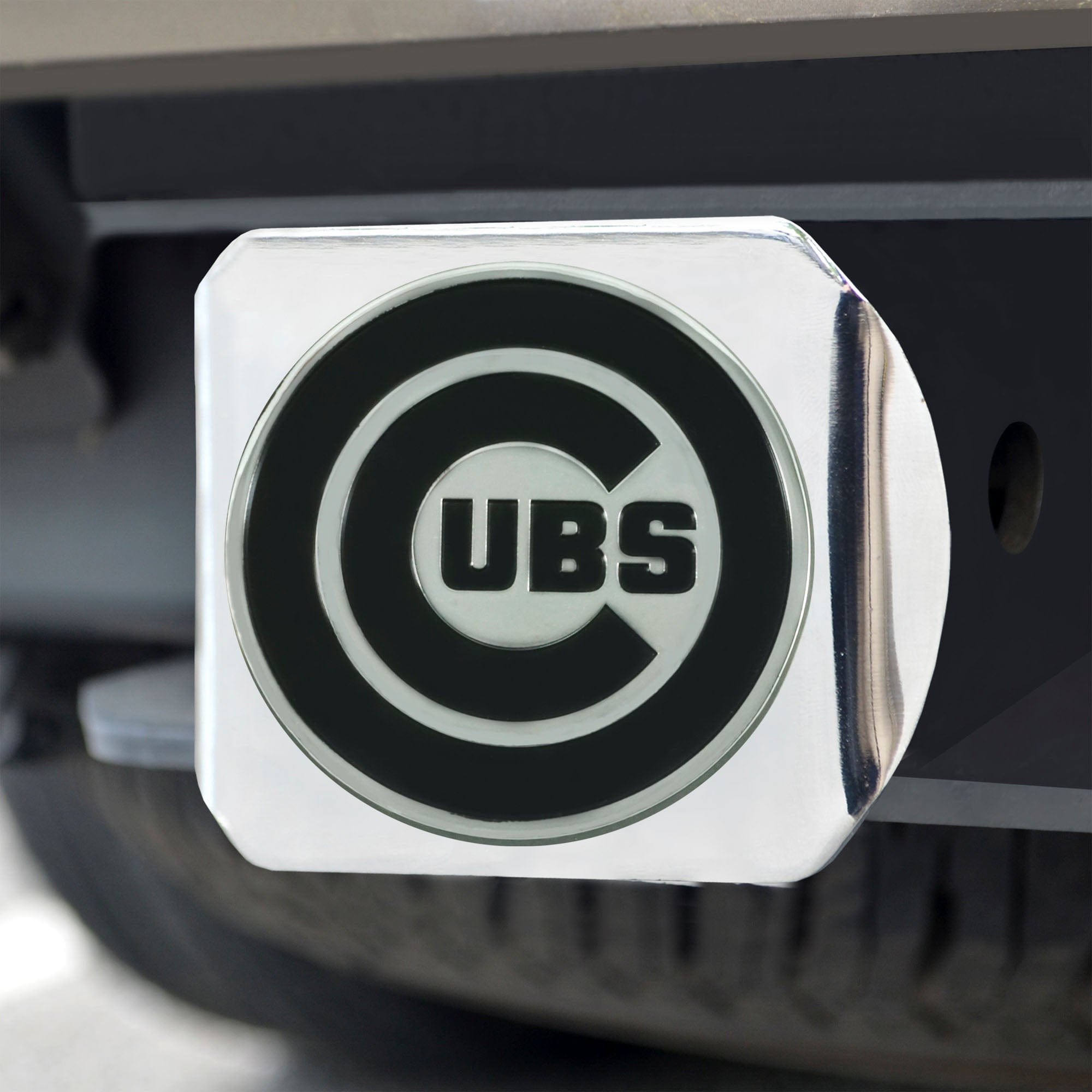 Chicago Cubs Chrome Metal Hitch Cover with Chrome Metal 3D Emblem - Chicago Cubs