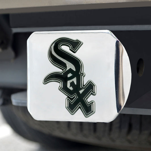 Chicago White Sox Chrome Metal Hitch Cover with Chrome Metal 3D Emblem - Chicago White Sox