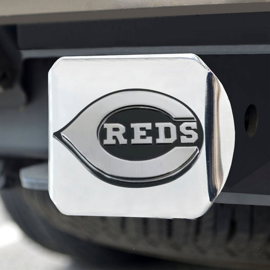 Cincinnati Reds Chrome Metal Hitch Cover with Chrome Metal 3D Emblem - Cincinnati Reds