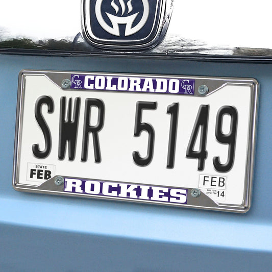 Colorado Rockies Chrome Metal License Plate Frame, 6.25in x 12.25in - Colorado Rockies