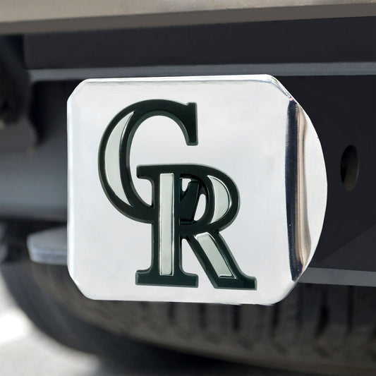 Colorado Rockies Chrome Metal Hitch Cover with Chrome Metal 3D Emblem - Colorado Rockies