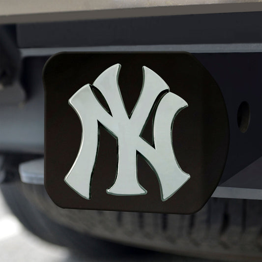 New York Yankees Black Metal Hitch Cover with Metal Chrome 3D Emblem - New York Yankees