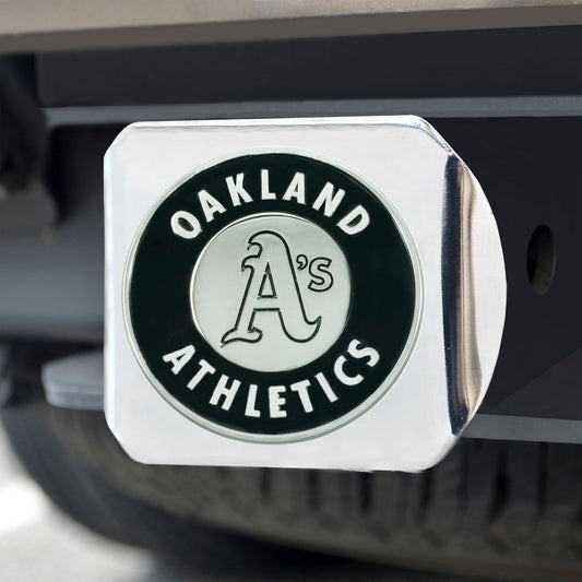 Oakland Athletics Chrome Metal Hitch Cover with Chrome Metal 3D Emblem - Oakland Athletics