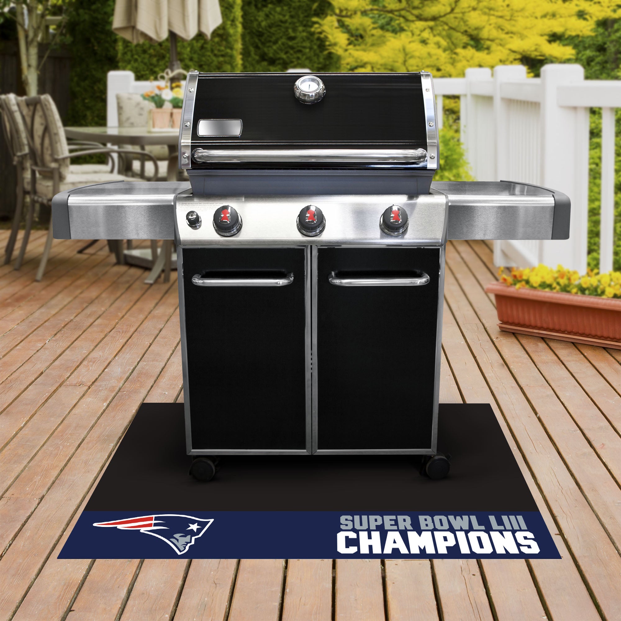 New England Patriots Vinyl Grill Mat - 26in. x 42in., 2019 Super Bowl LIII Champions - New England Patriots