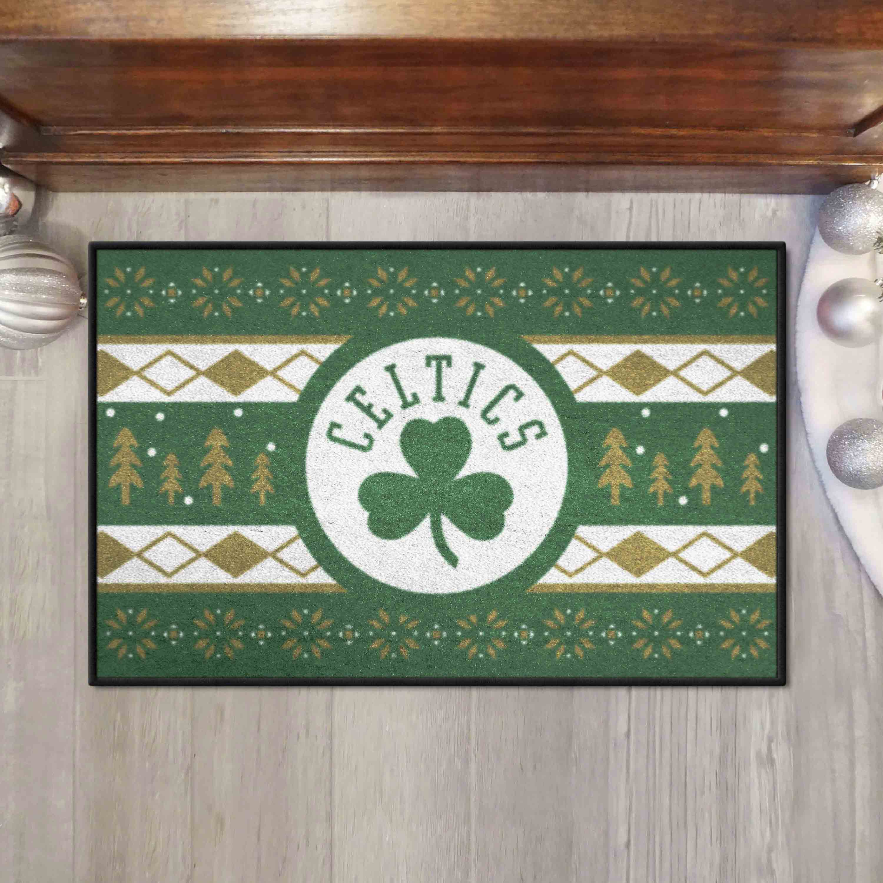 Boston Celtics Holiday Sweater Starter Mat Accent Rug - 19in. x 30in.