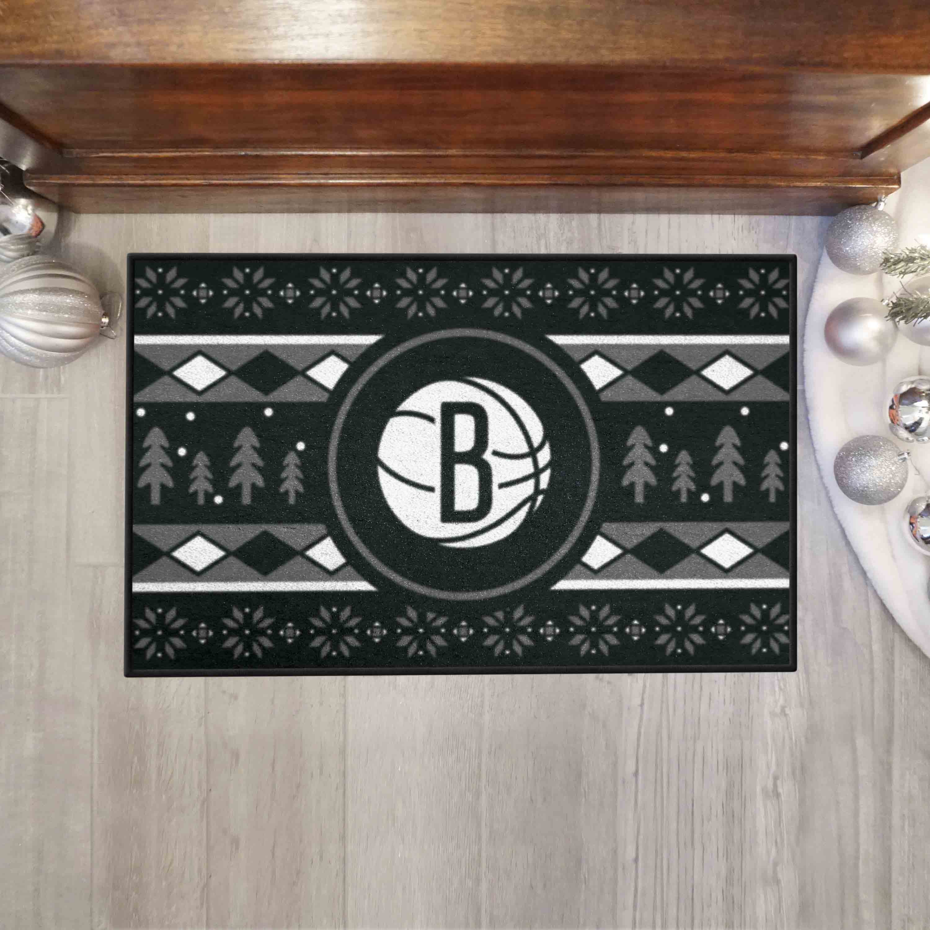 Brooklyn Nets Holiday Sweater Starter Mat Accent Rug - 19in. x 30in.