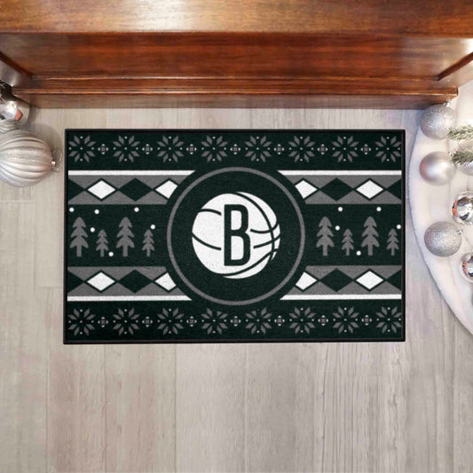 Brooklyn Nets Holiday Sweater Starter Mat Accent Rug - 19in. x 30in.