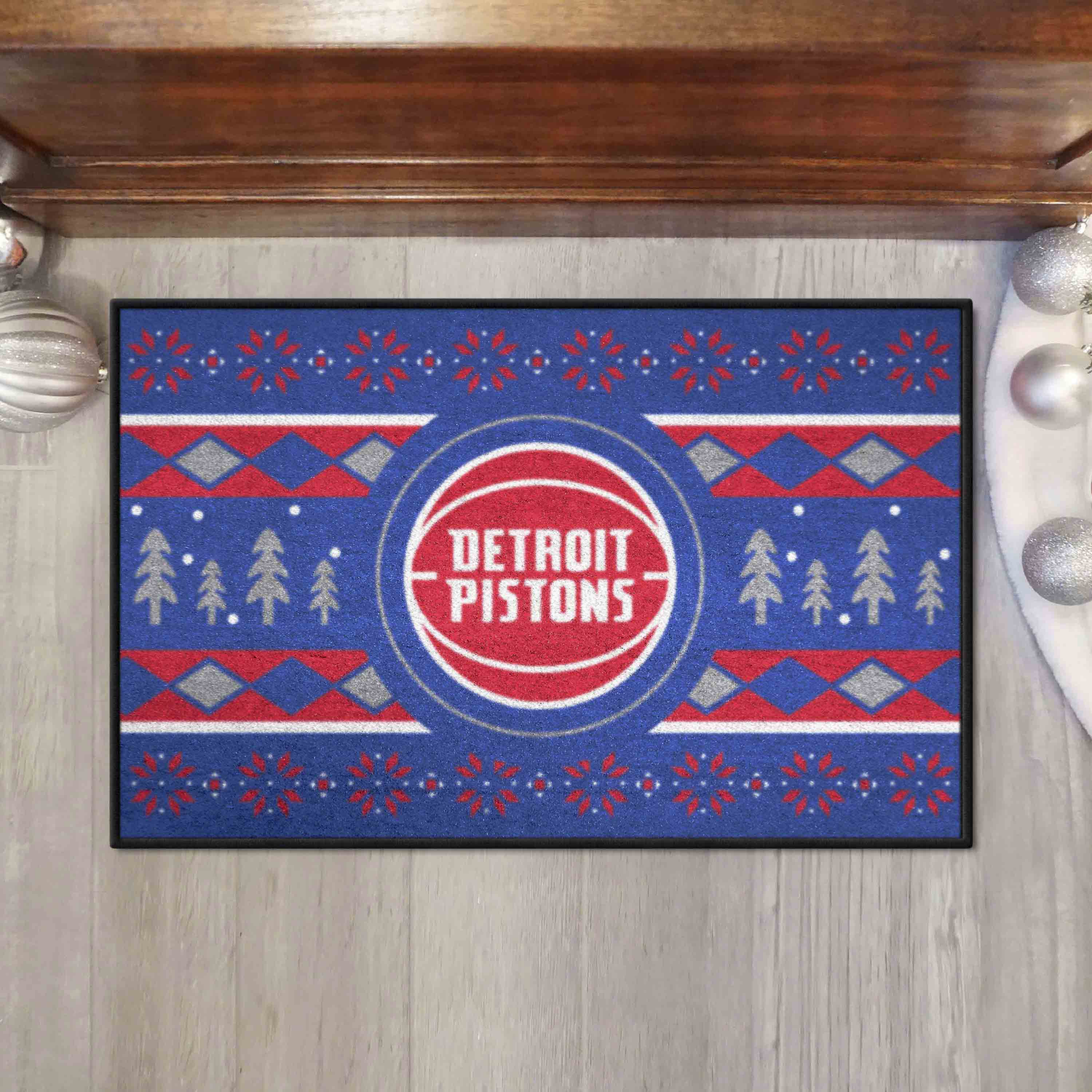 Detroit Pistons Holiday Sweater Starter Mat Accent Rug - 19in. x 30in.