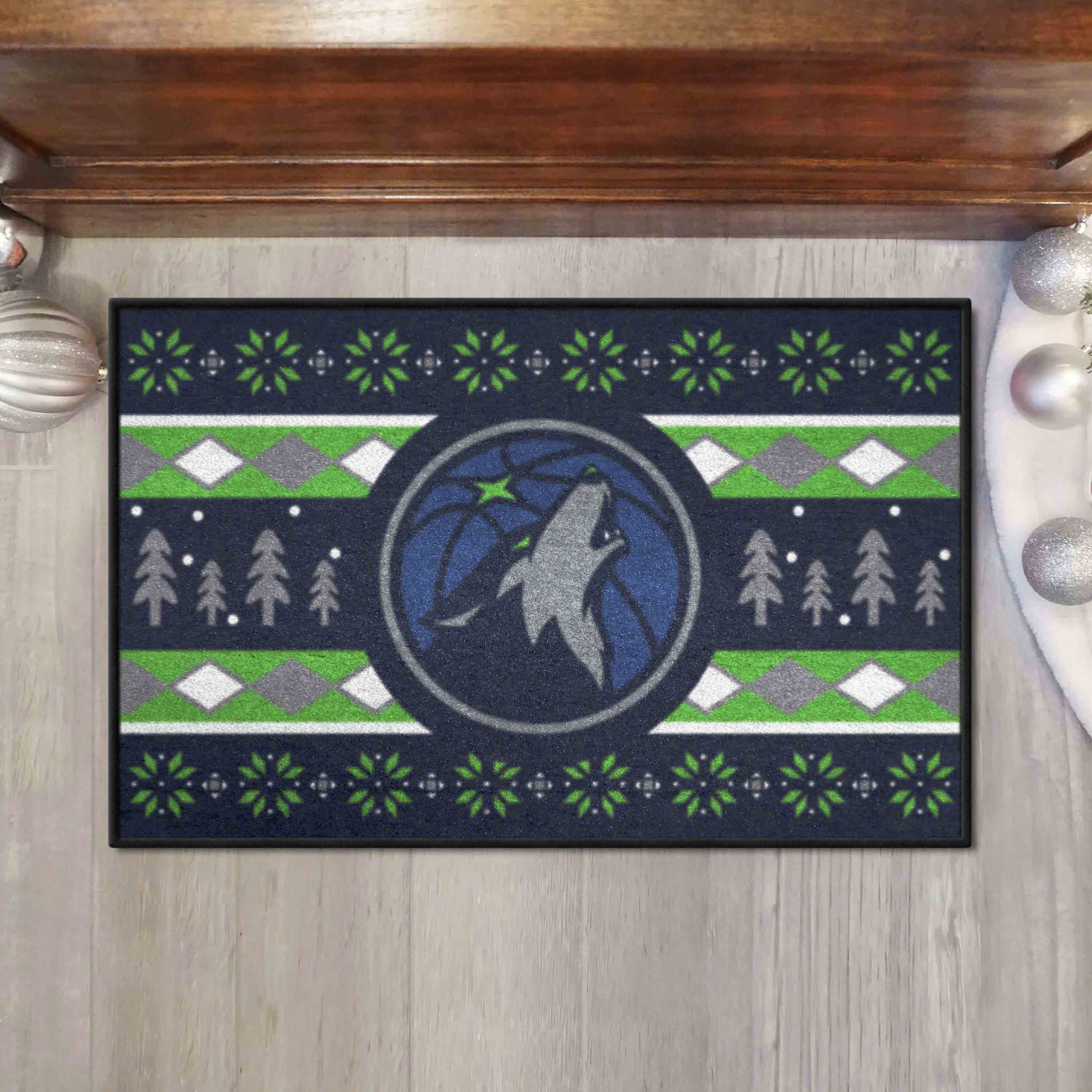 Minnesota Timberwolves Holiday Sweater Starter Mat Accent Rug - 19in. x 30in.