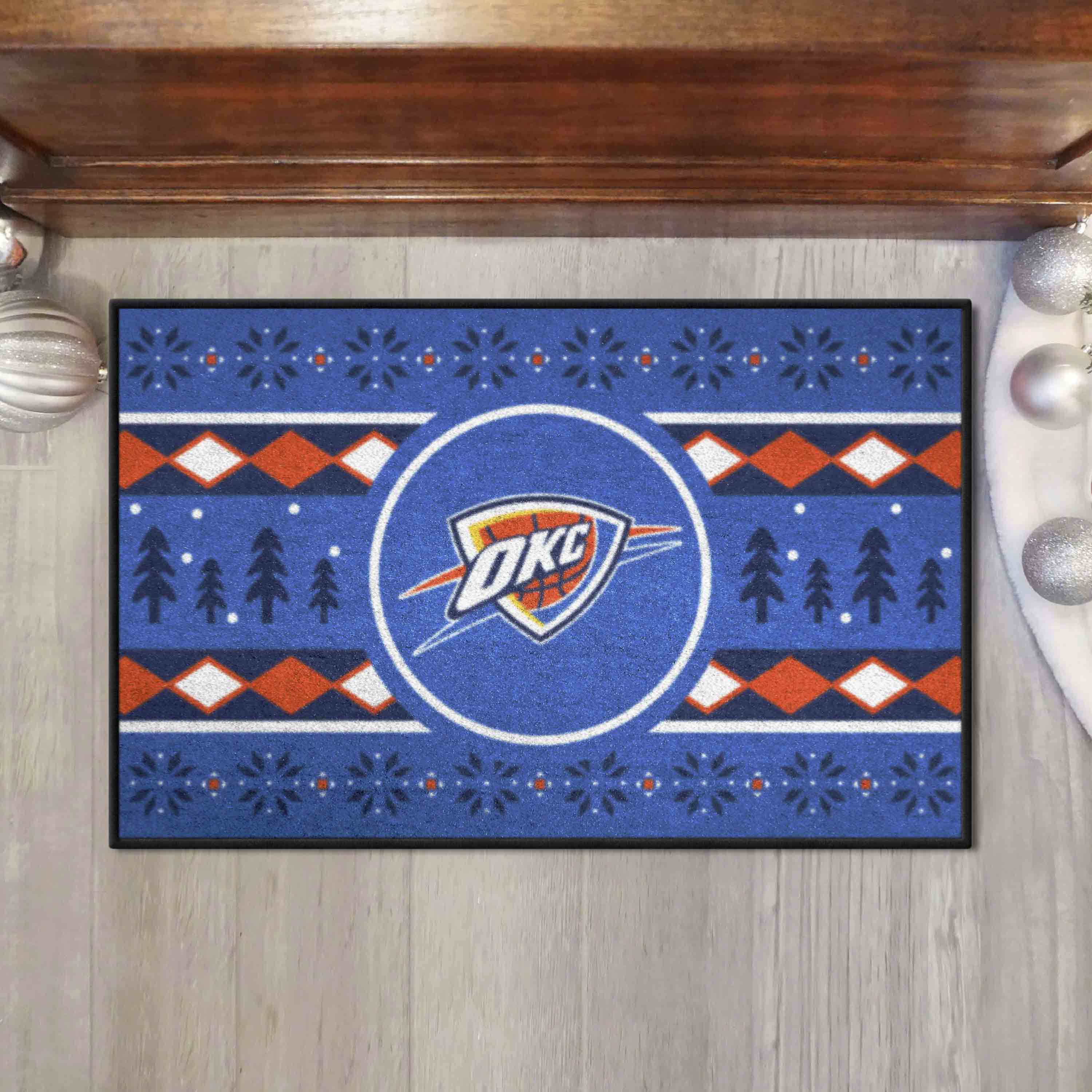 Oklahoma City Thunder Holiday Sweater Starter Mat Accent Rug - 19in. x 30in.