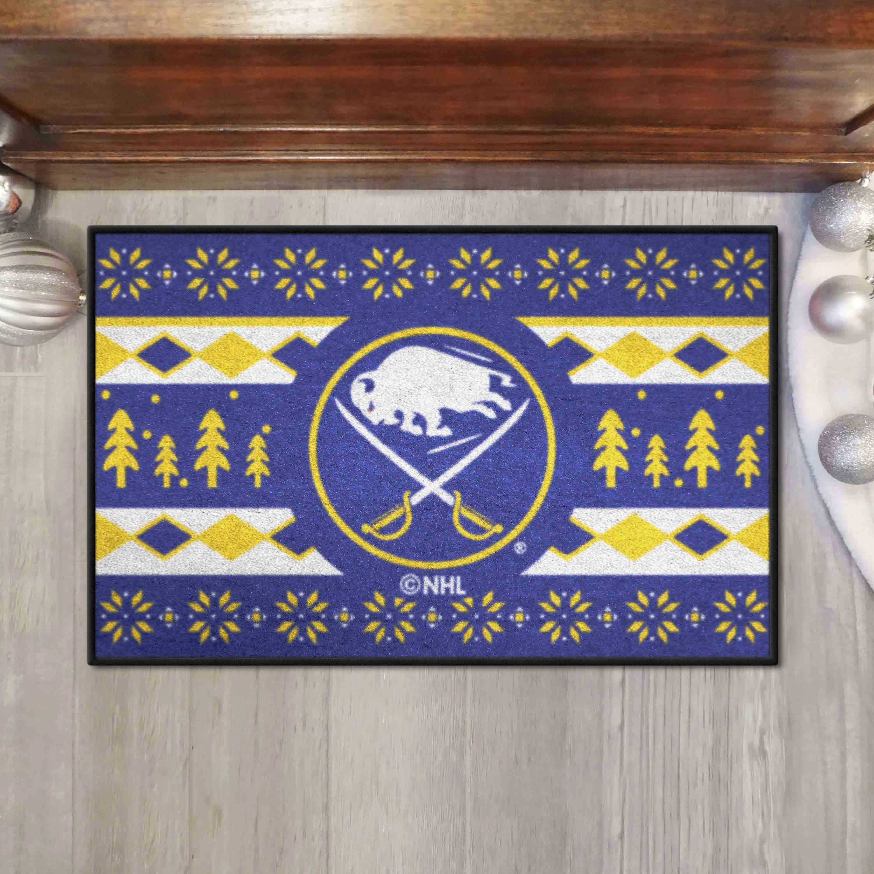 Buffalo Sabres Holiday Sweater Starter Mat Accent Rug - 19in. x 30in.