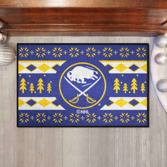 Buffalo Sabres Holiday Sweater Starter Mat Accent Rug - 19in. x 30in.