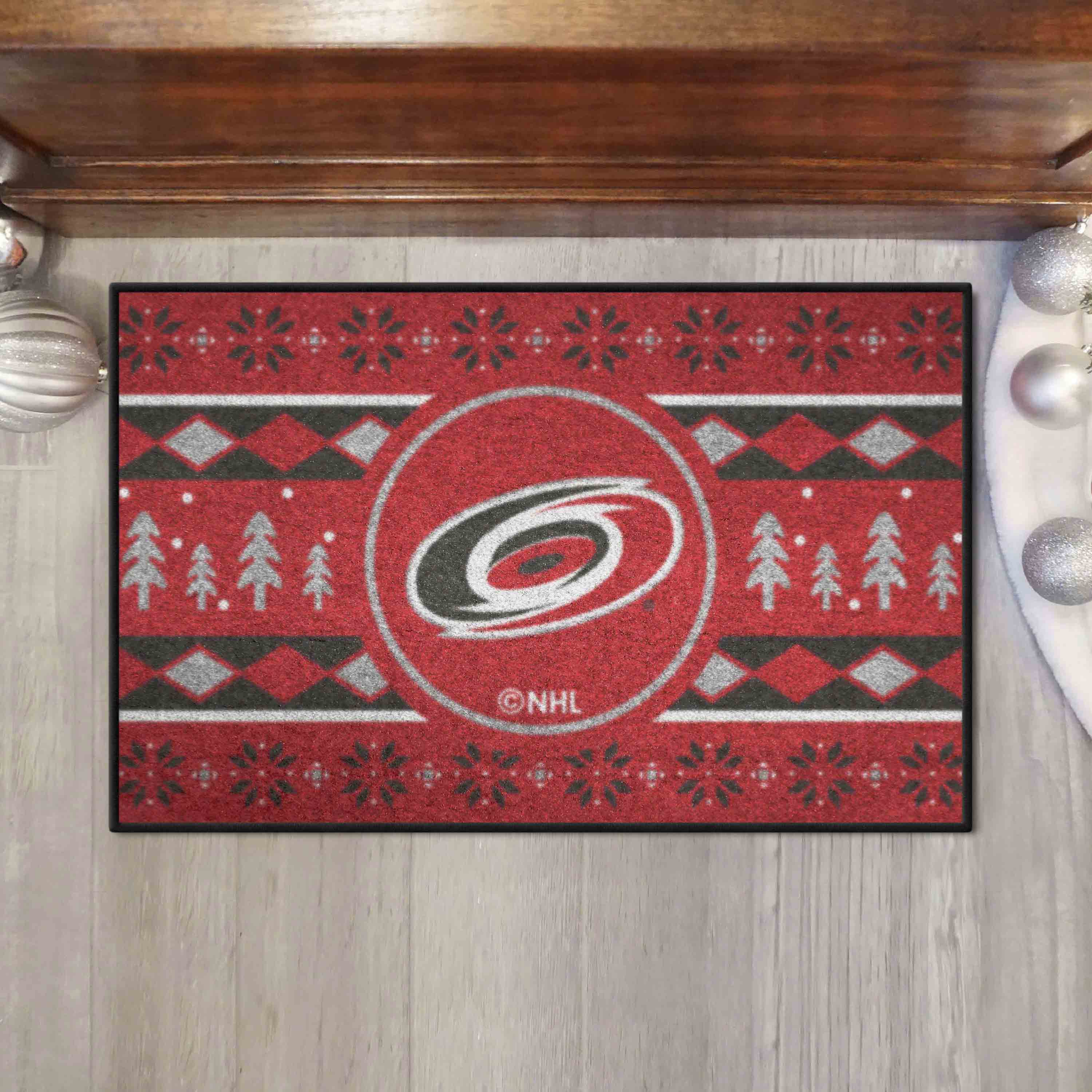 Carolina Hurricanes Holiday Sweater Starter Mat Accent Rug - 19in. x 30in.