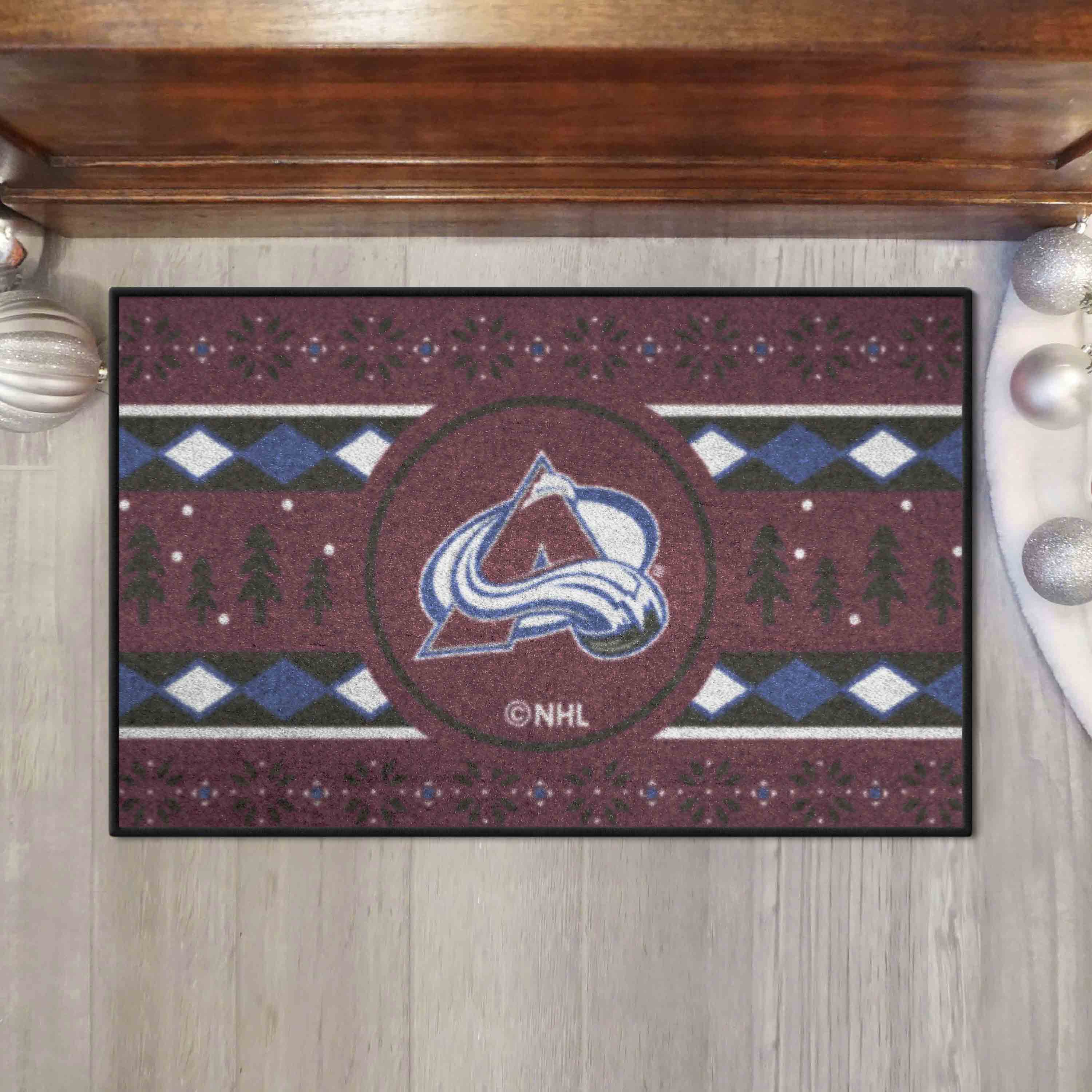 Colorado Avalanche Holiday Sweater Starter Mat Accent Rug - 19in. x 30in.