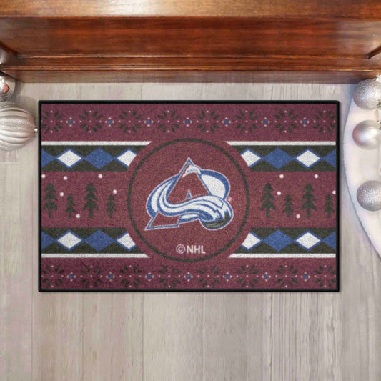 Colorado Avalanche Holiday Sweater Starter Mat Accent Rug - 19in. x 30in. - Colorado Avalanche