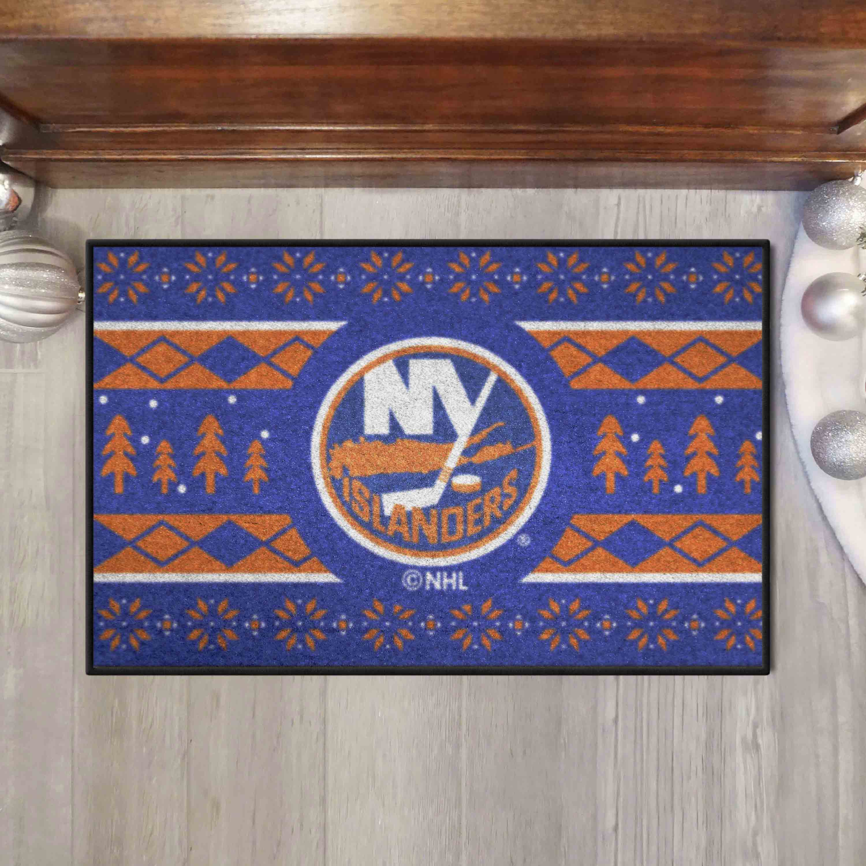 New York Islanders Holiday Sweater Starter Mat Accent Rug - 19in. x 30in.