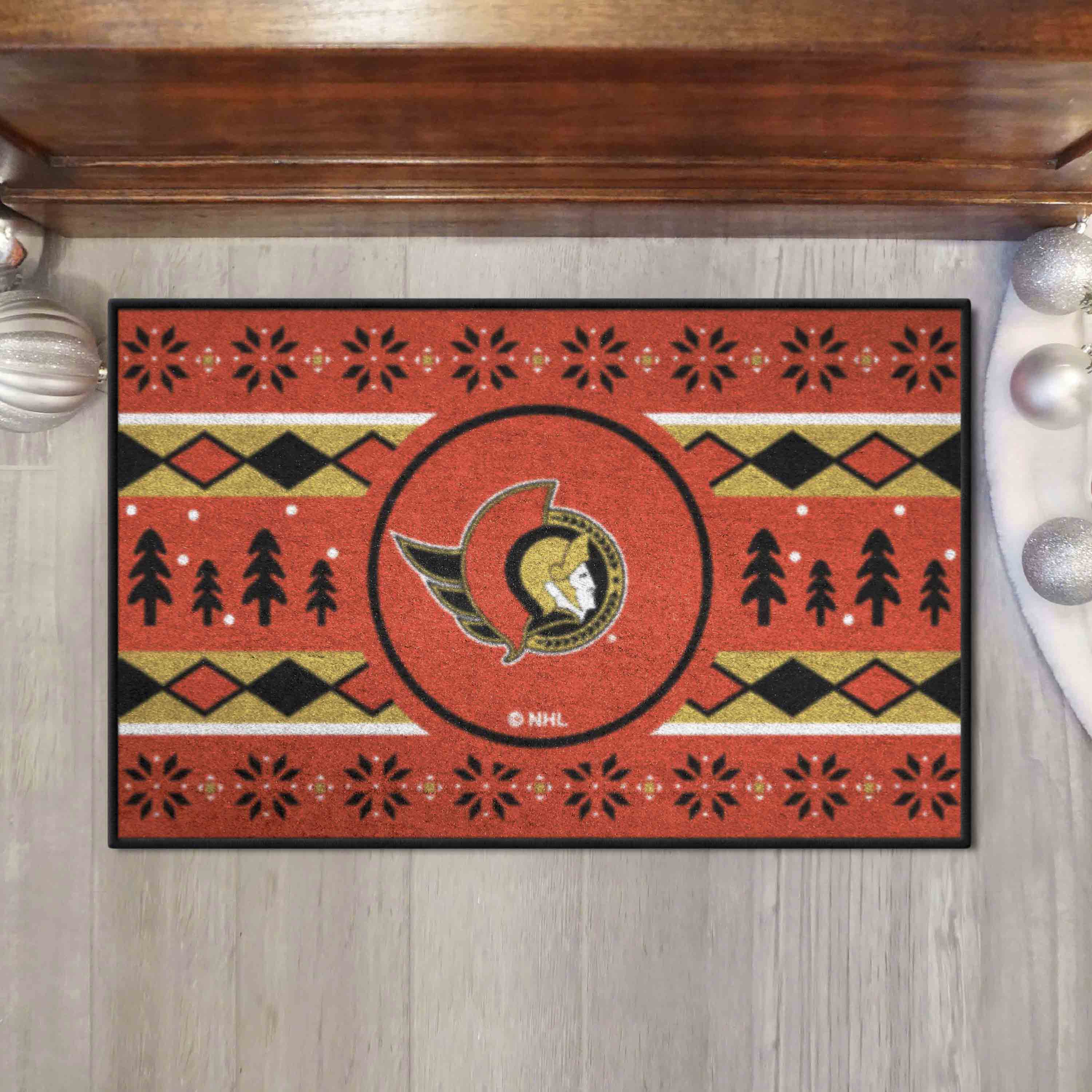 Ottawa Senators Holiday Sweater Starter Mat Accent Rug - 19in. x 30in.