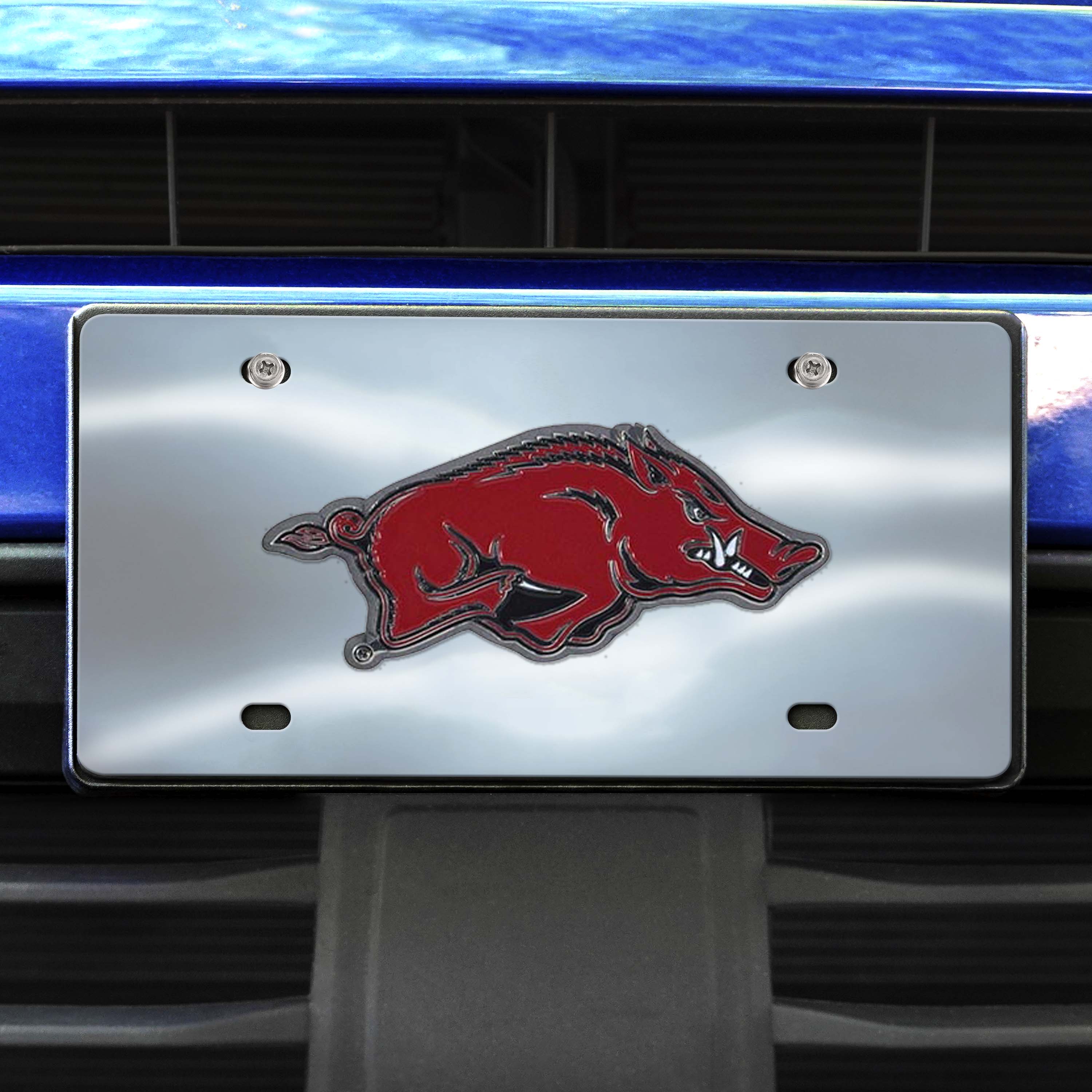 Arkansas Razorbacks 3D Stainless Steel License Plate