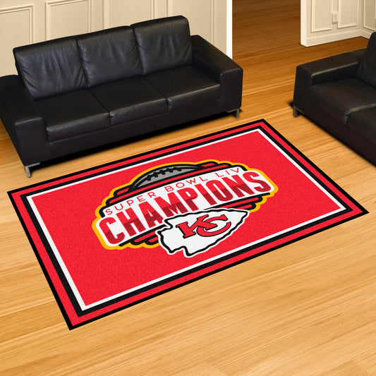 Kansas City Chiefs 5ft. x 8 ft. Plush Area Rug, 2020 Super Bowl LIV Champions