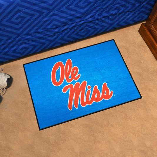 Ole Miss Rebels Starter Mat Accent Rug - 19in. x 30in., Light Blue Alternate - Ole Miss