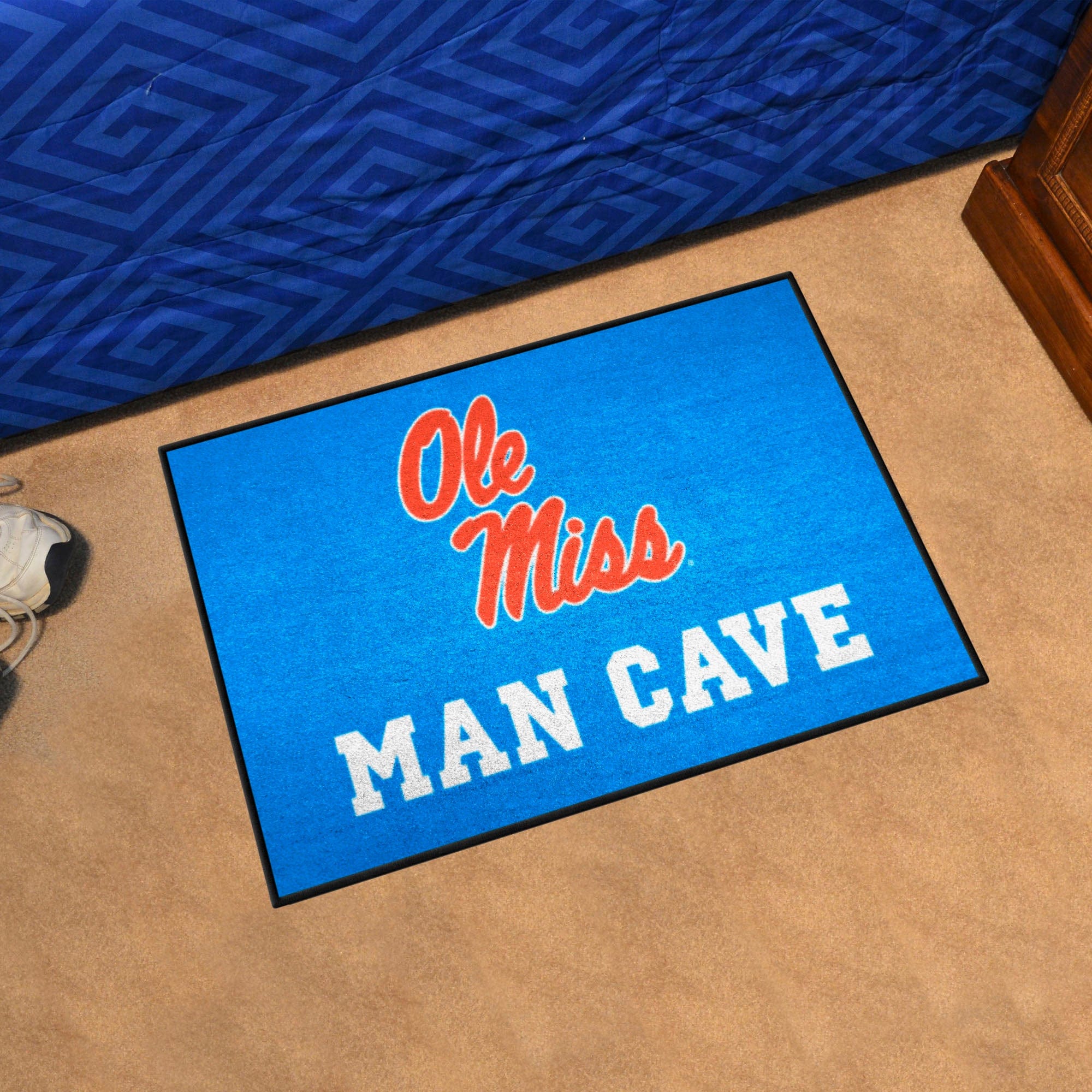 Ole Miss Rebels Man Cave Starter Mat Accent Rug - 19in. x 30in., Light Blue Alternate - Ole Miss