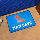 Ole Miss Rebels Man Cave Starter Mat Accent Rug - 19in. x 30in., Light Blue Alternate - Ole Miss